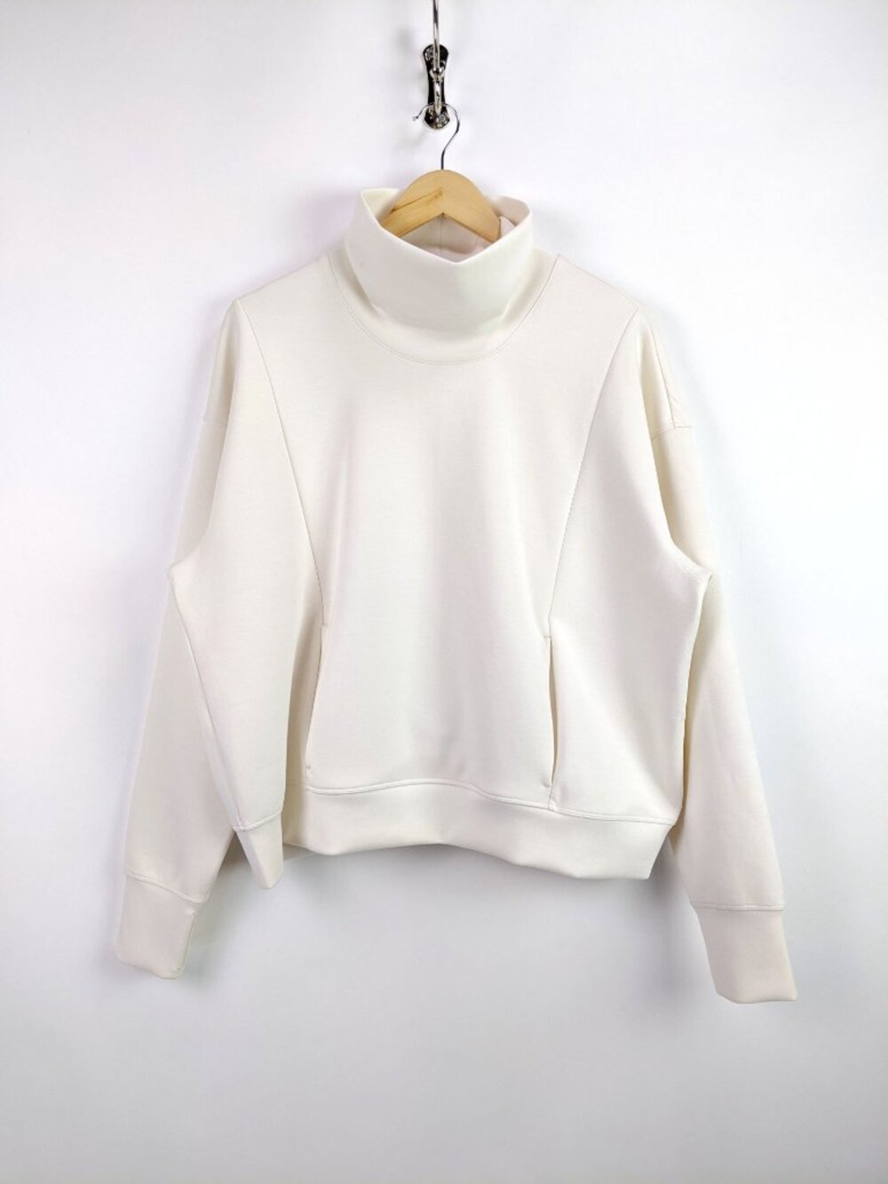 Zella Womens Ultracozy Funnel Neck Top Sweatshirt Ivory Egret Size XL